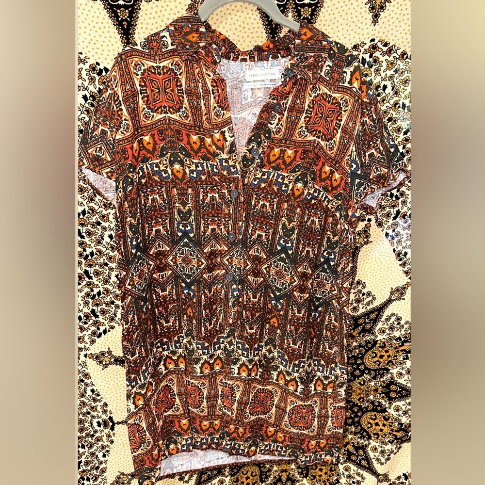 UO Kaleidoscope Button Down Tee Dress